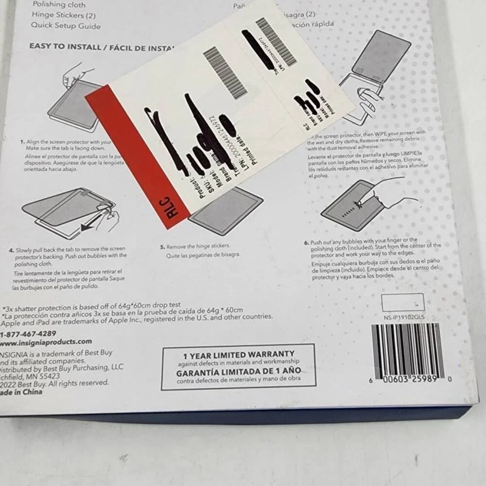 Insignia™ -Glass Screen Protector for Apple iPad 10.2 (7th, 8th & 9th Gen) Clear